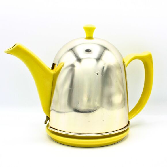 Vintage Yellow Hall Teapot Insulated Ceramic Cozy Hot Pot Retro Kitchen Decor - Picture 2 of 8